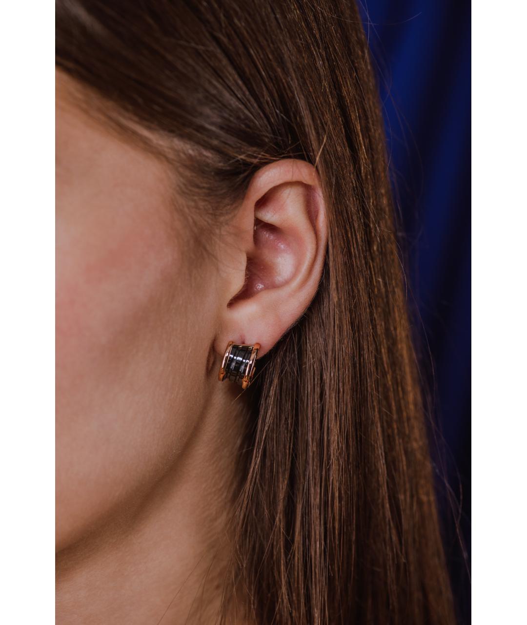 BVLGARI Черные серьги из розового золота, фото 3