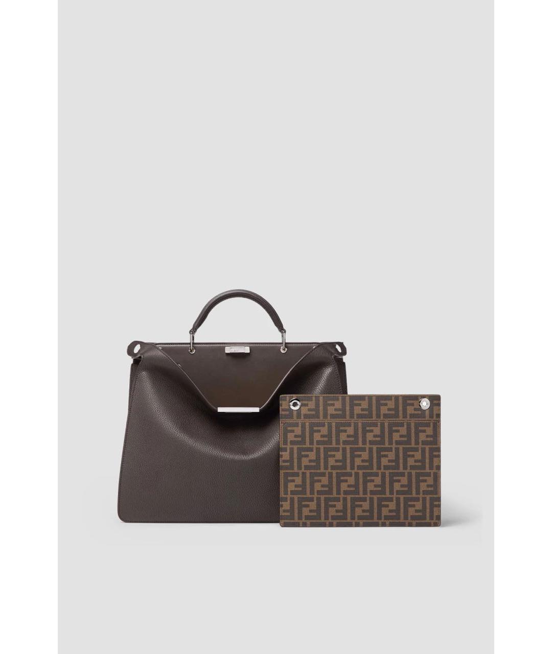 FENDI Коричневая кожаная сумка тоут, фото 4