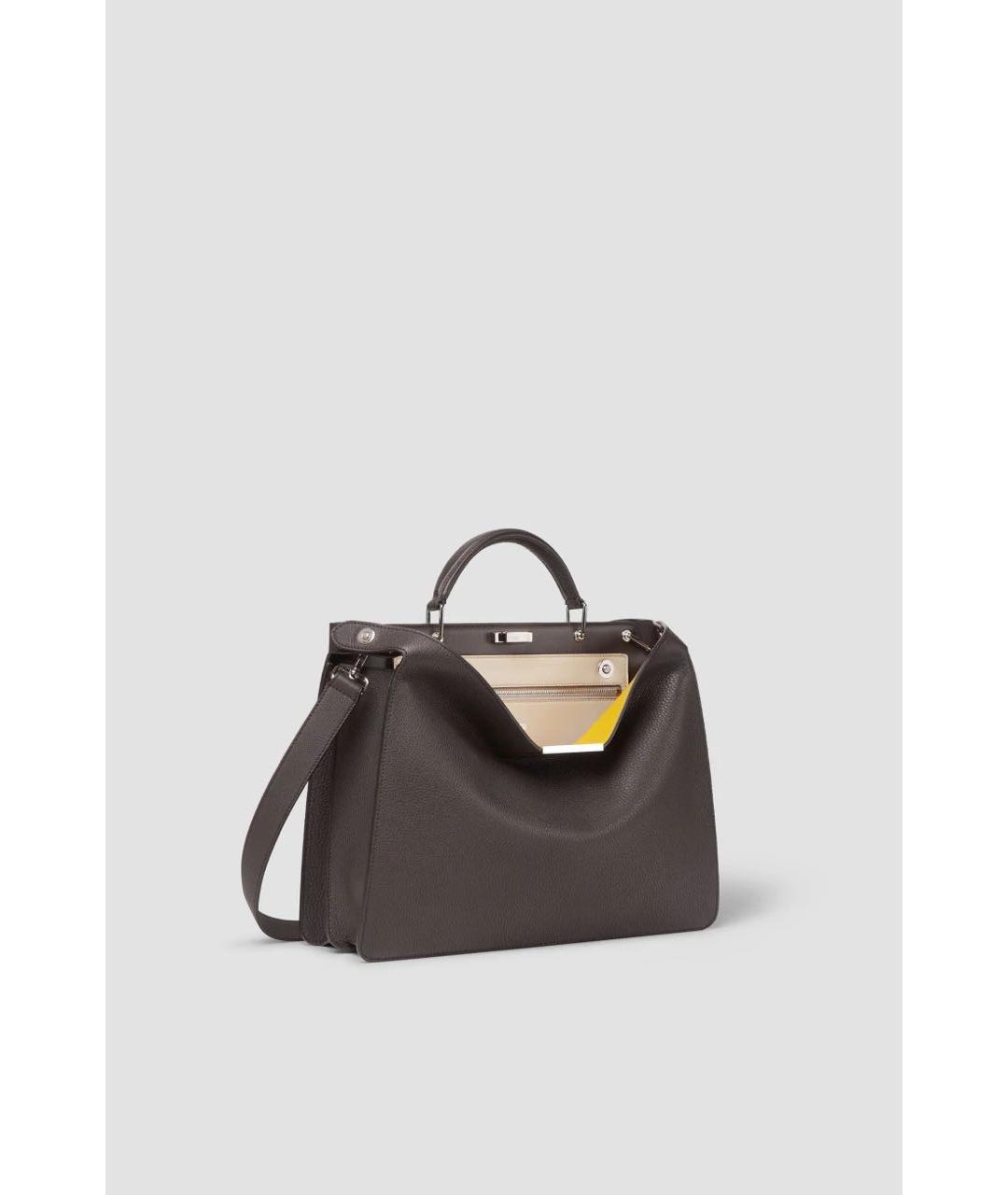 FENDI Коричневая кожаная сумка тоут, фото 8