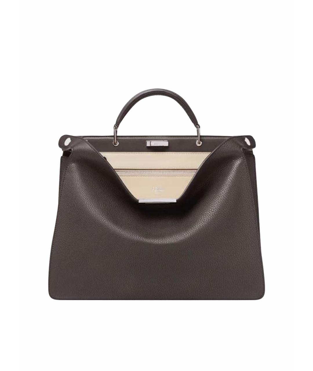 FENDI Коричневая кожаная сумка тоут, фото 1