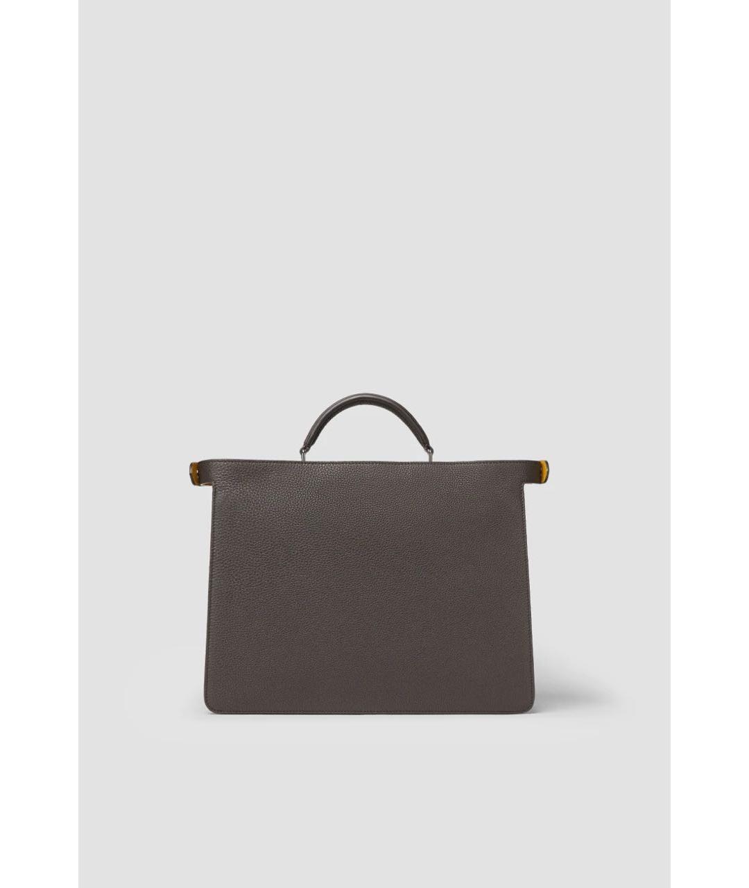 FENDI Коричневая кожаная сумка тоут, фото 3