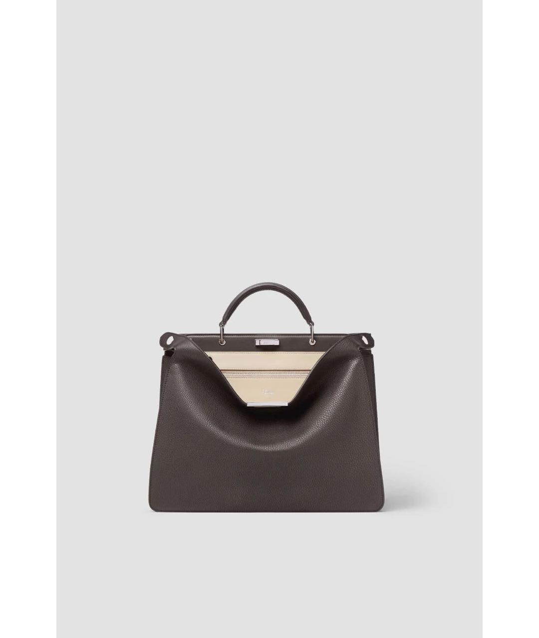 FENDI Коричневая кожаная сумка тоут, фото 9