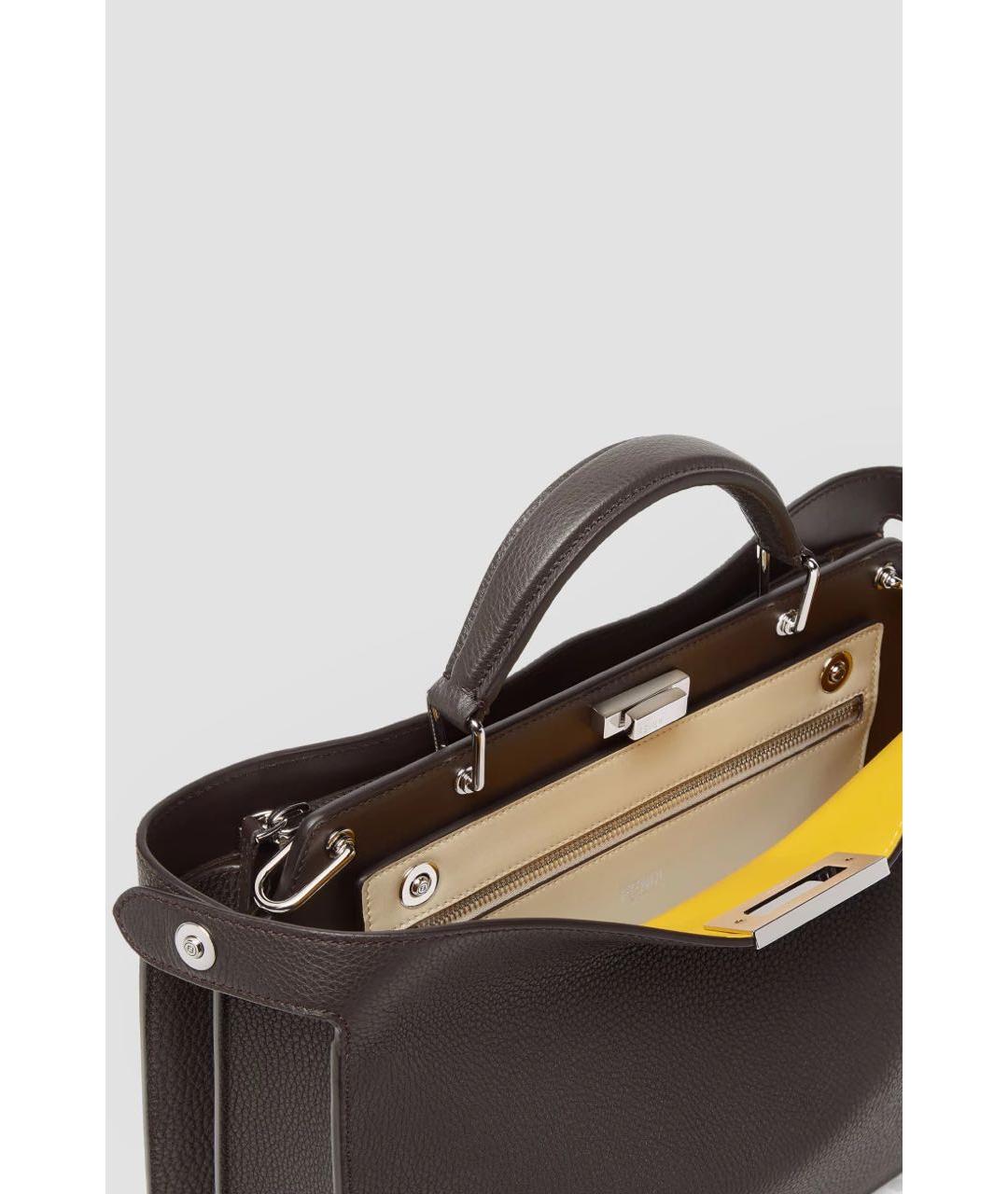 FENDI Коричневая кожаная сумка тоут, фото 6