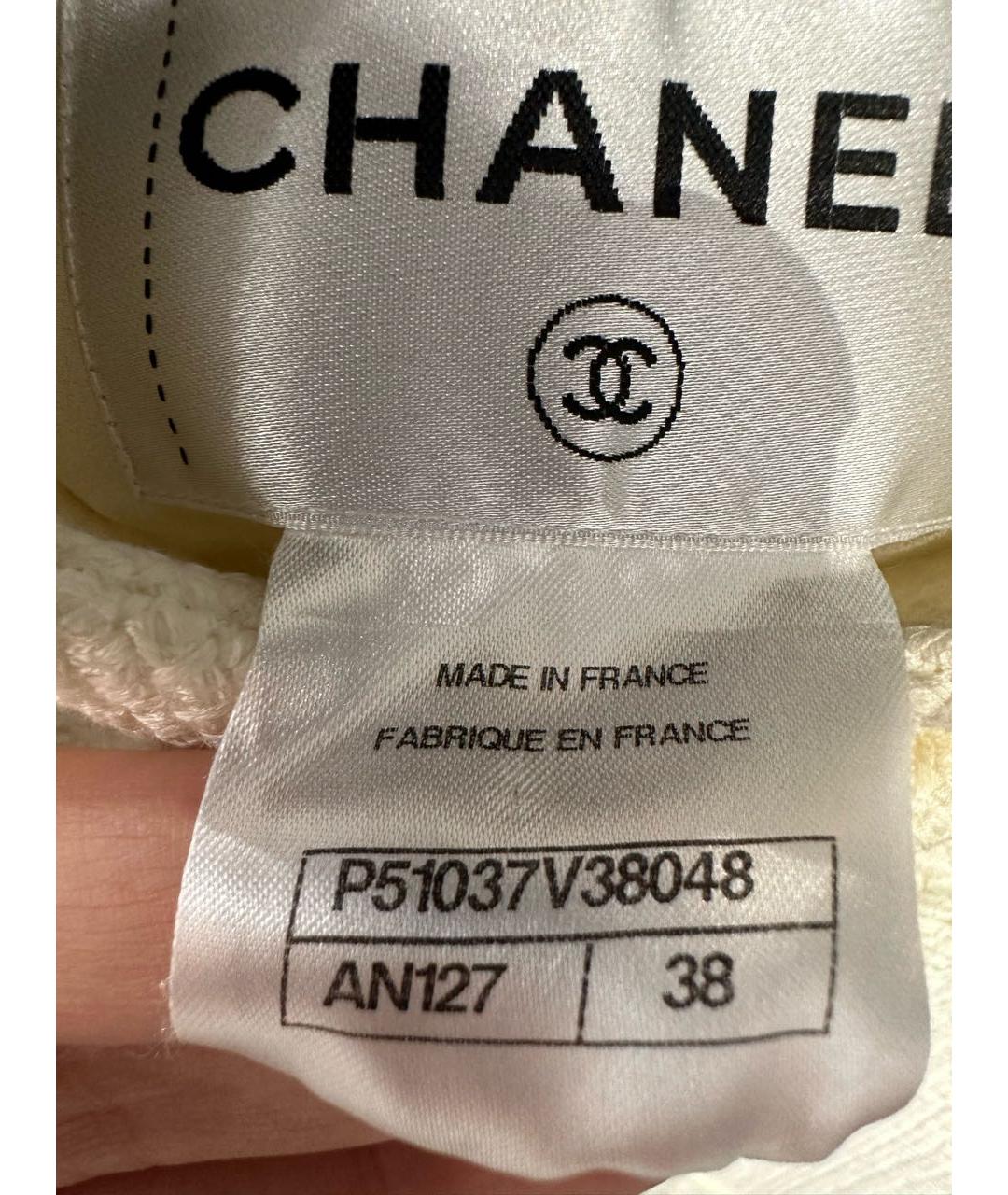 CHANEL Белый хлопковый жакет/пиджак, фото 4