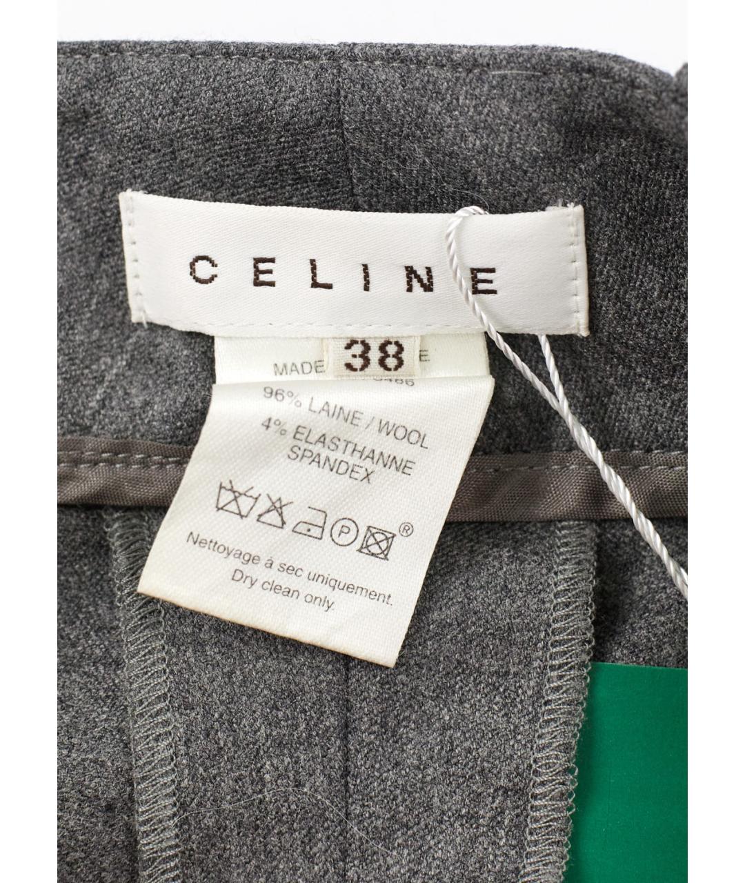 CELINE Серые шерстяные брюки широкие, фото 3