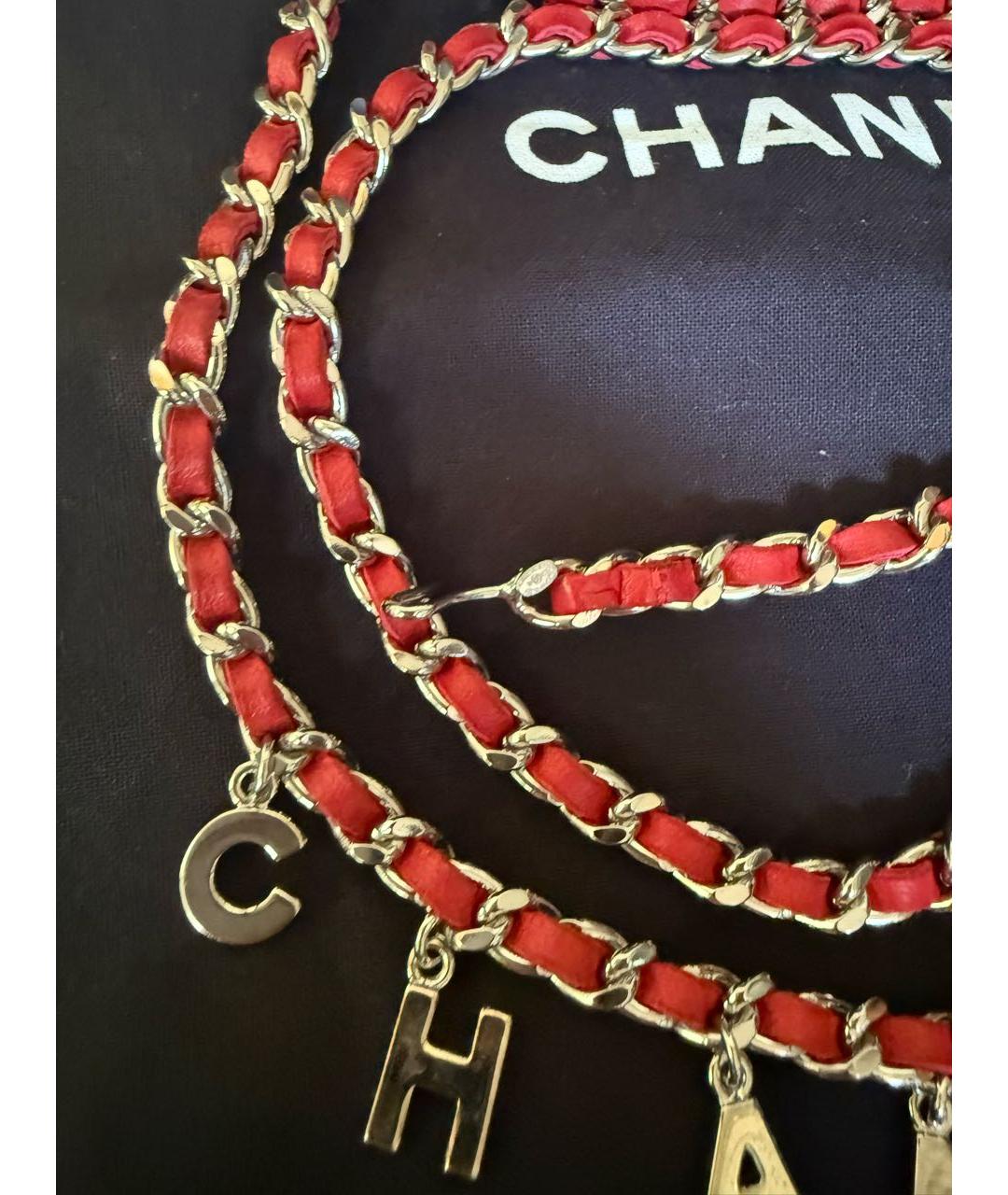 CHANEL Красный кожаный ремень, фото 3