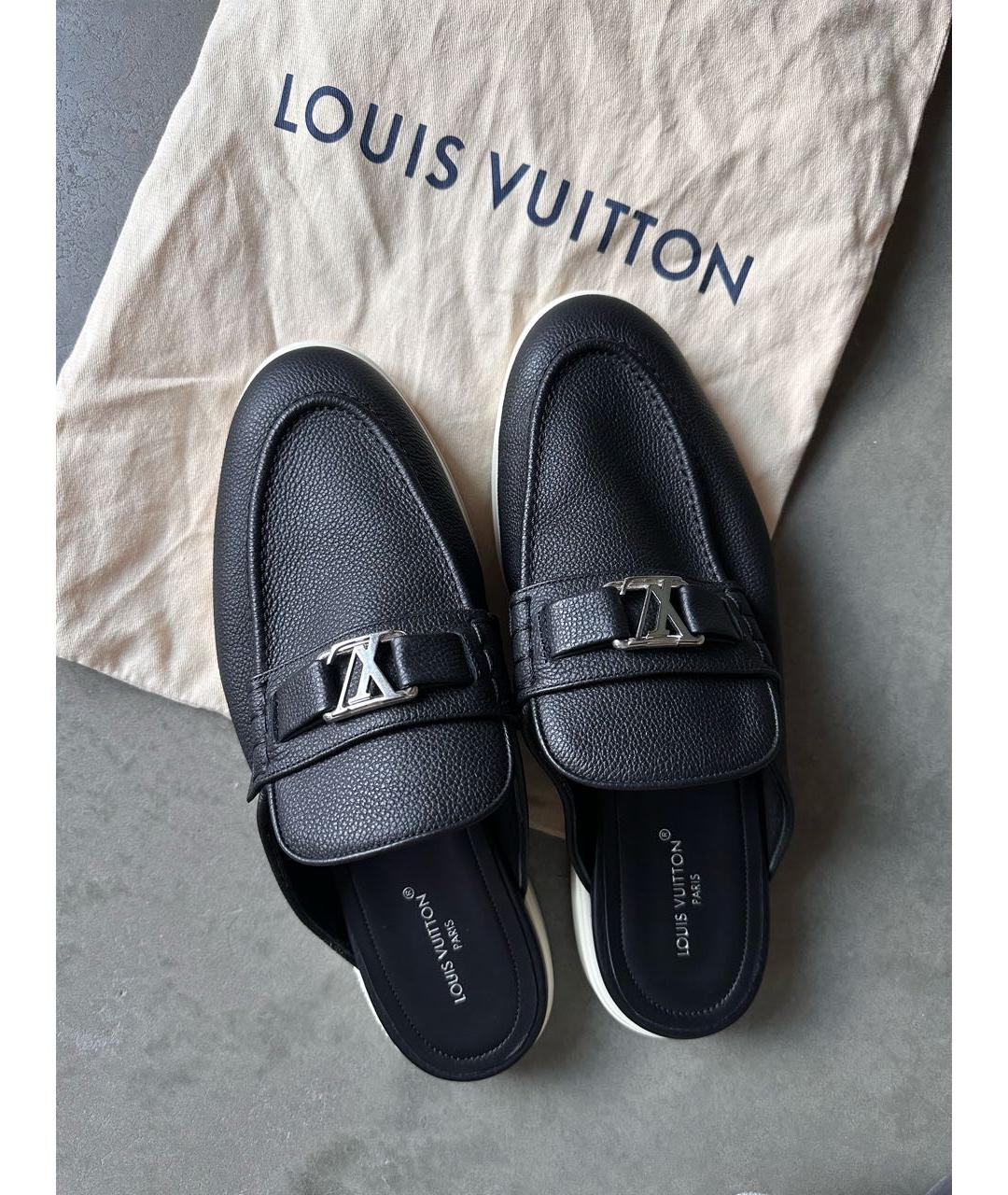 LOUIS VUITTON Черные кожаные лоферы, фото 3