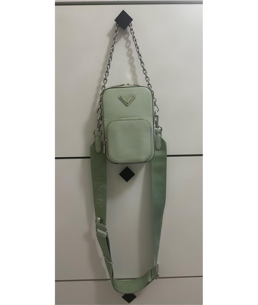 PRADA Салатовая кожаная сумка через плечо, фото 9