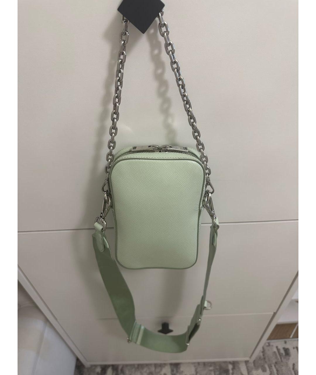 PRADA Салатовая кожаная сумка через плечо, фото 3