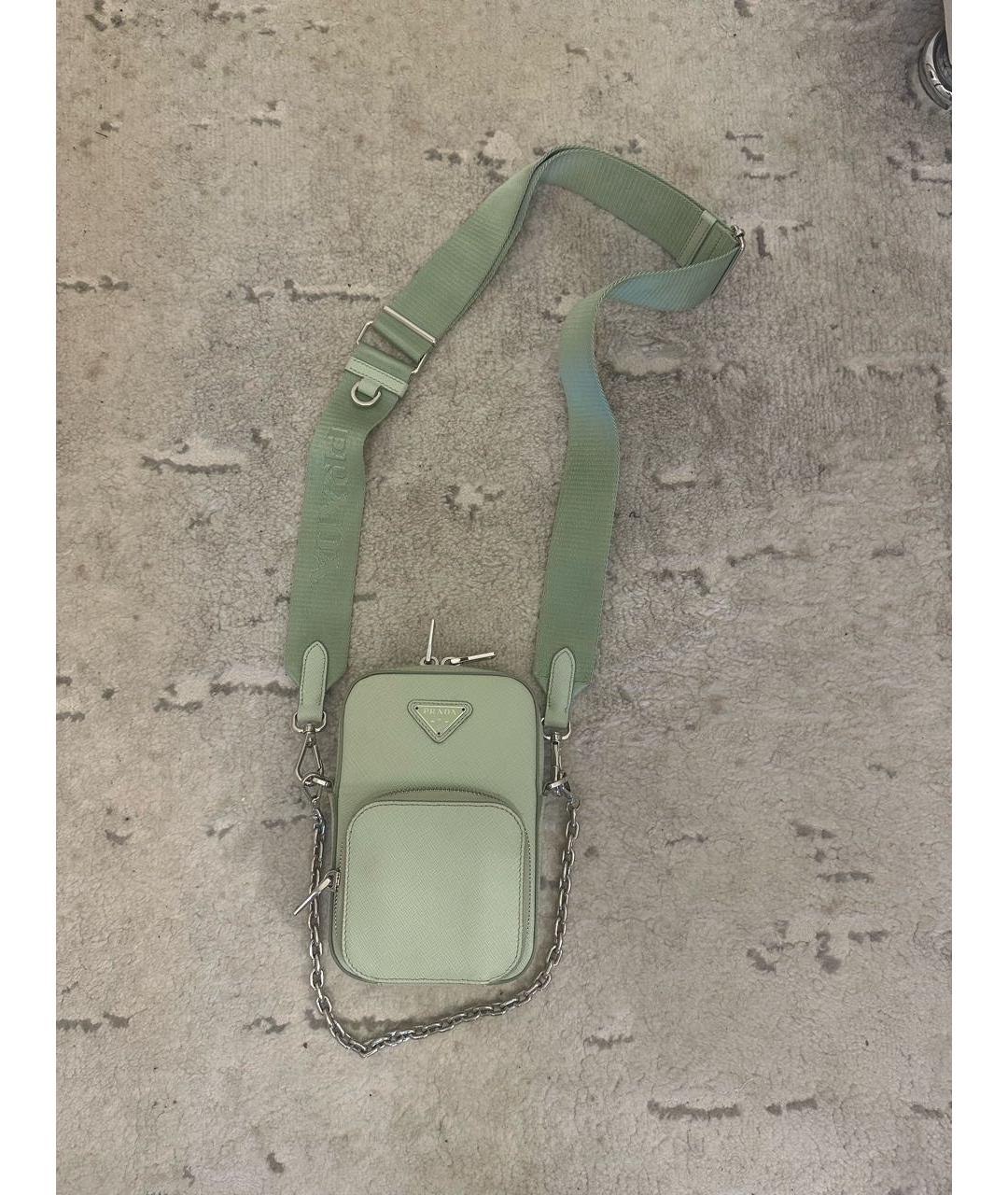 PRADA Салатовая кожаная сумка через плечо, фото 8