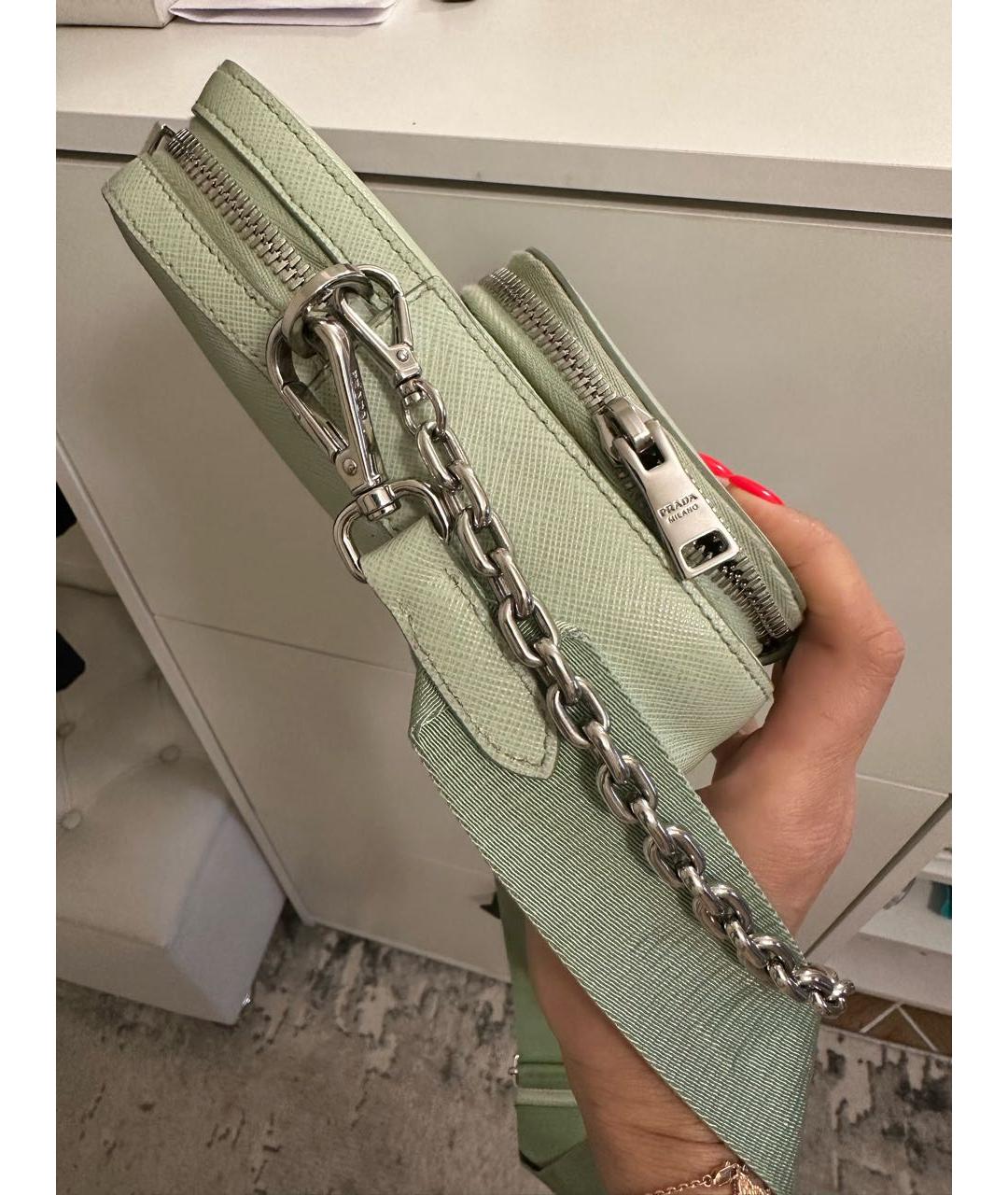 PRADA Салатовая кожаная сумка через плечо, фото 5