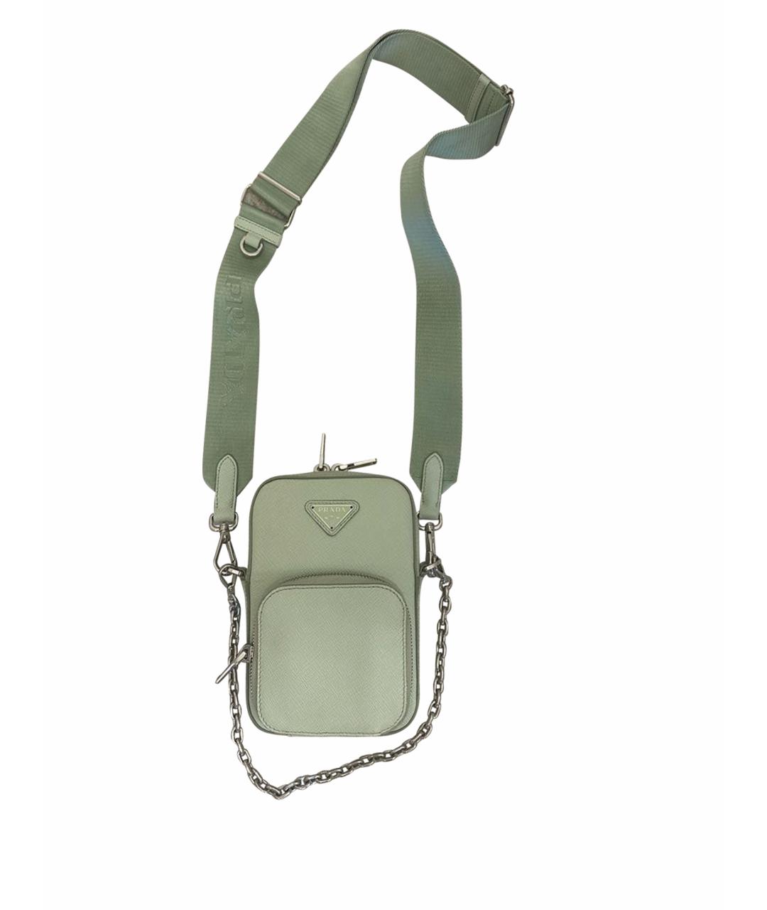 PRADA Салатовая кожаная сумка через плечо, фото 1