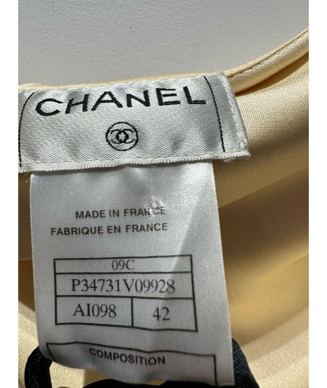 CHANEL Желтая шелковая блузы, фото 5