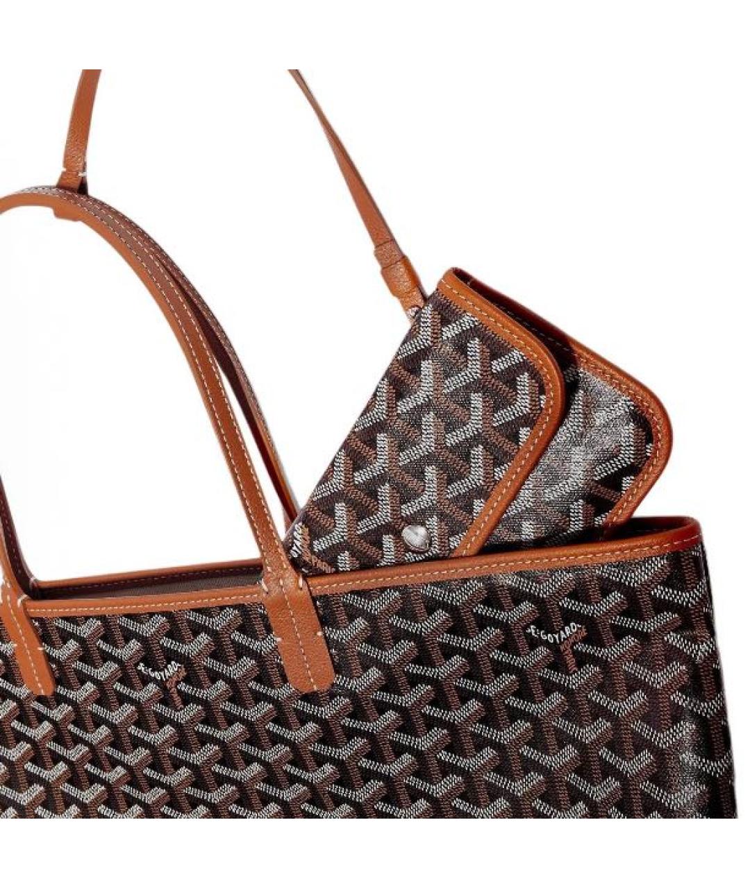 GOYARD Коричневая кожаная сумка тоут, фото 4