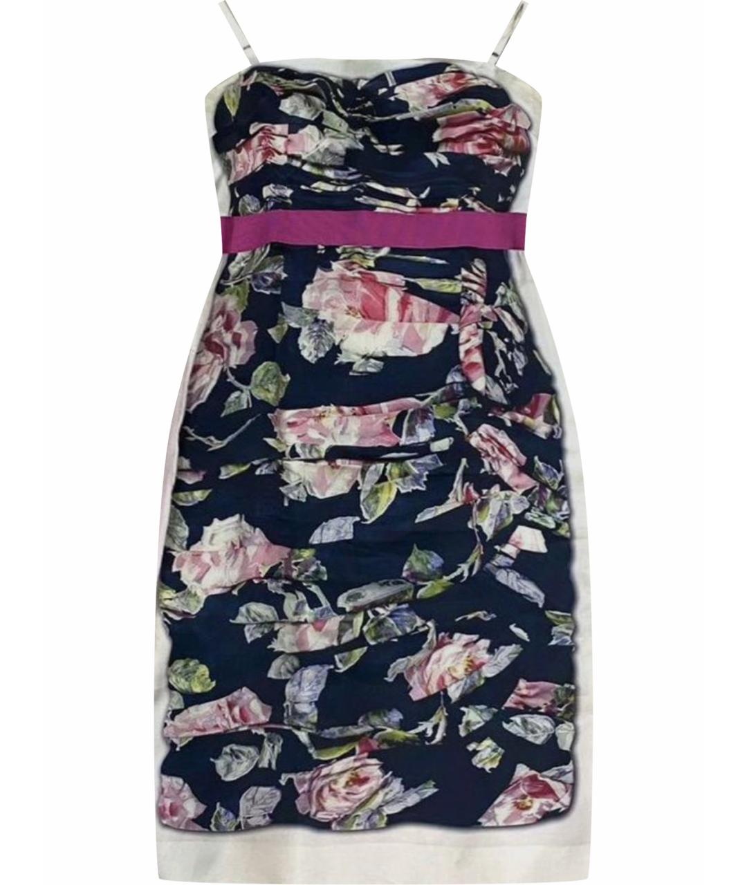 DOLCE&GABBANA Мульти шелковое коктейльное платье, фото 1