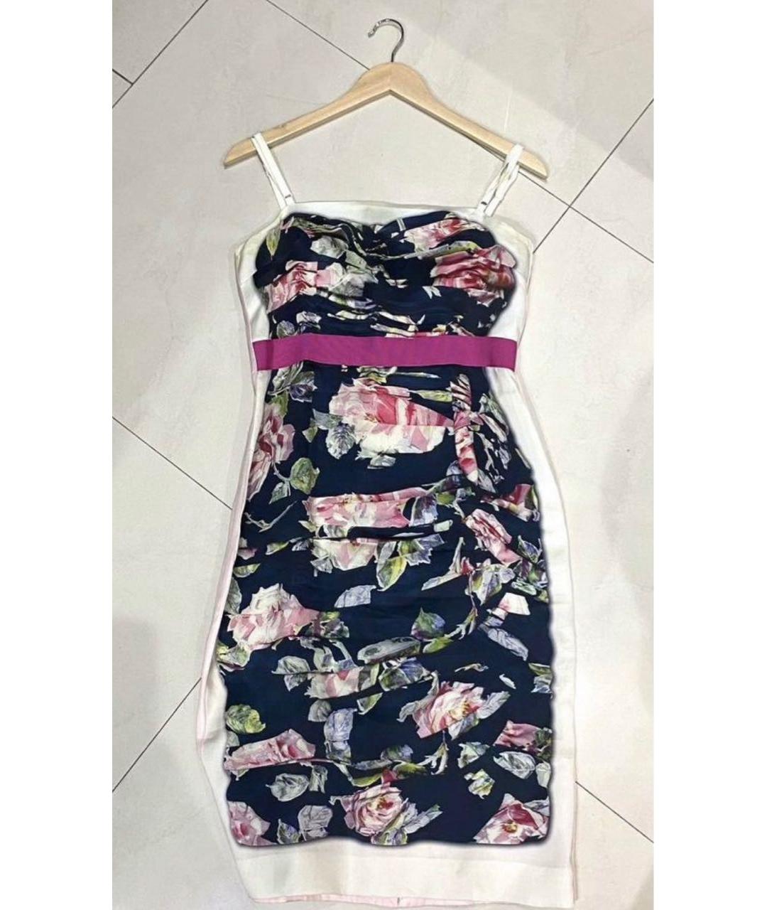 DOLCE&GABBANA Мульти шелковое коктейльное платье, фото 5