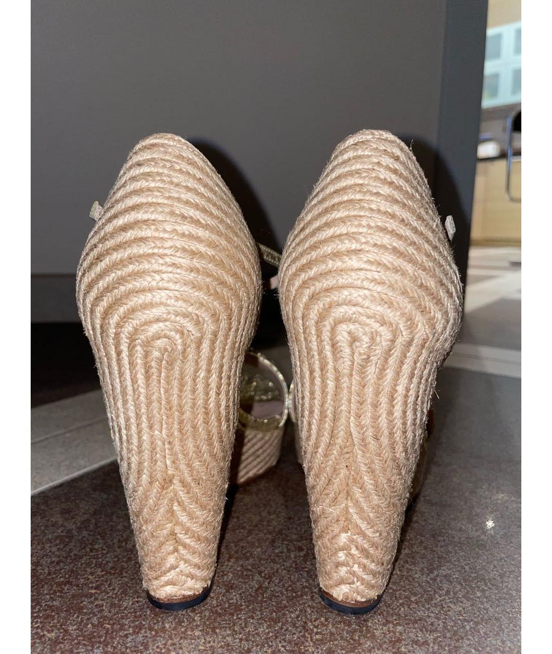 GUCCI Золотые кожаные босоножки, фото 4