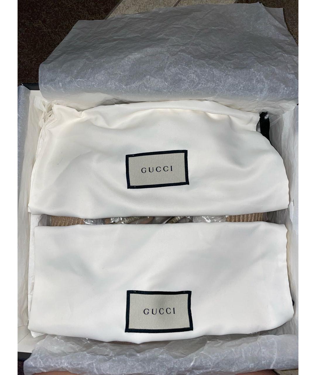 GUCCI Золотые кожаные босоножки, фото 7