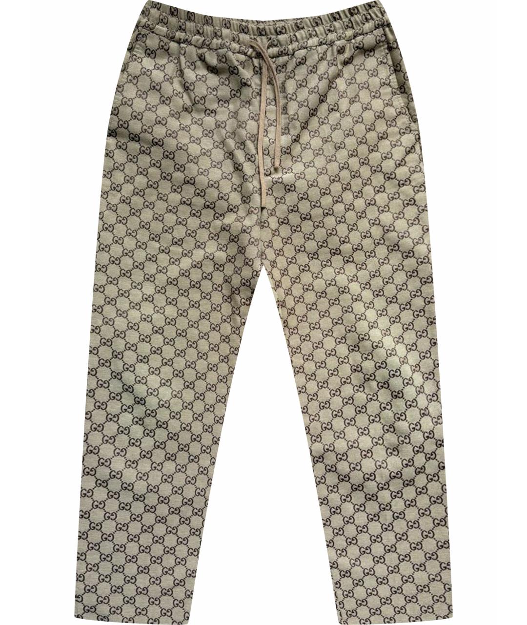 GUCCI Коричневые хлопковые повседневные брюки, фото 1