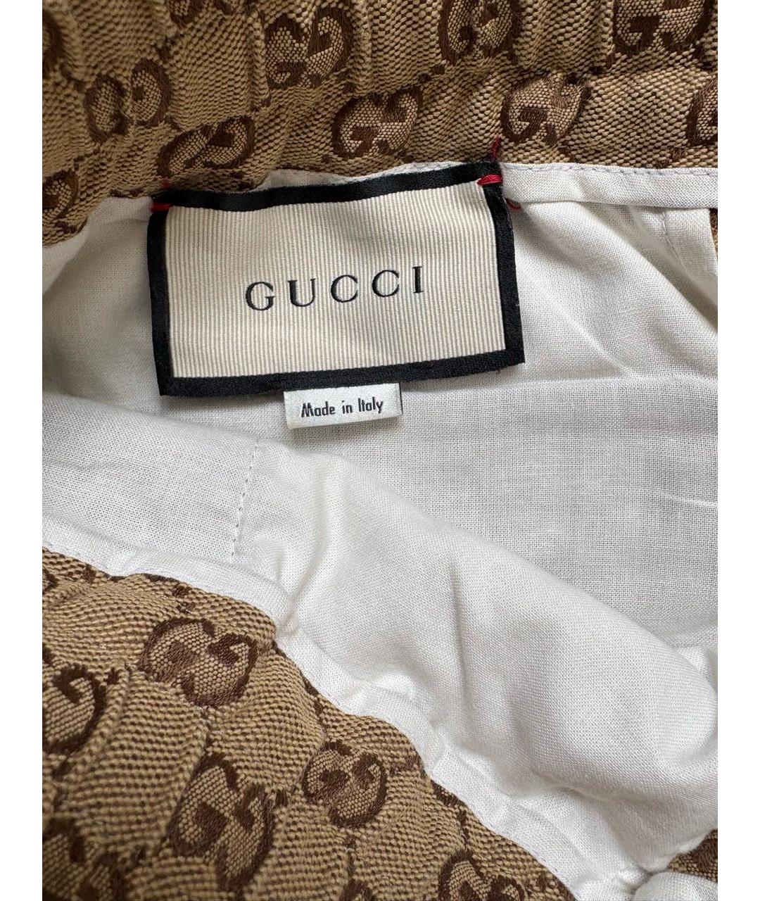 GUCCI Коричневые хлопковые повседневные брюки, фото 3