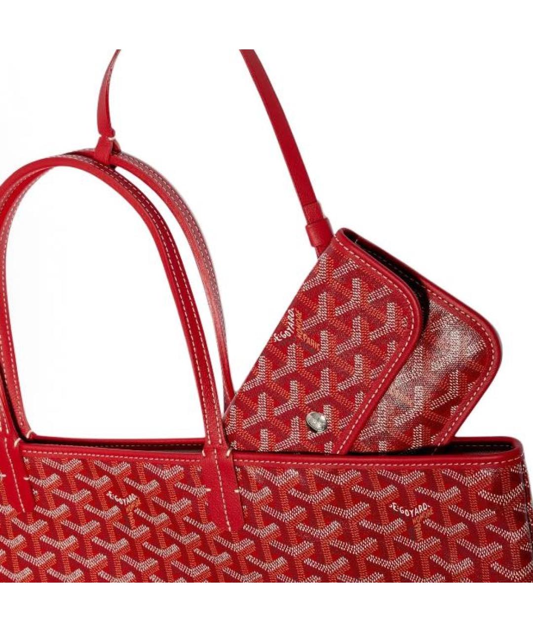 GOYARD Красная кожаная сумка тоут, фото 4