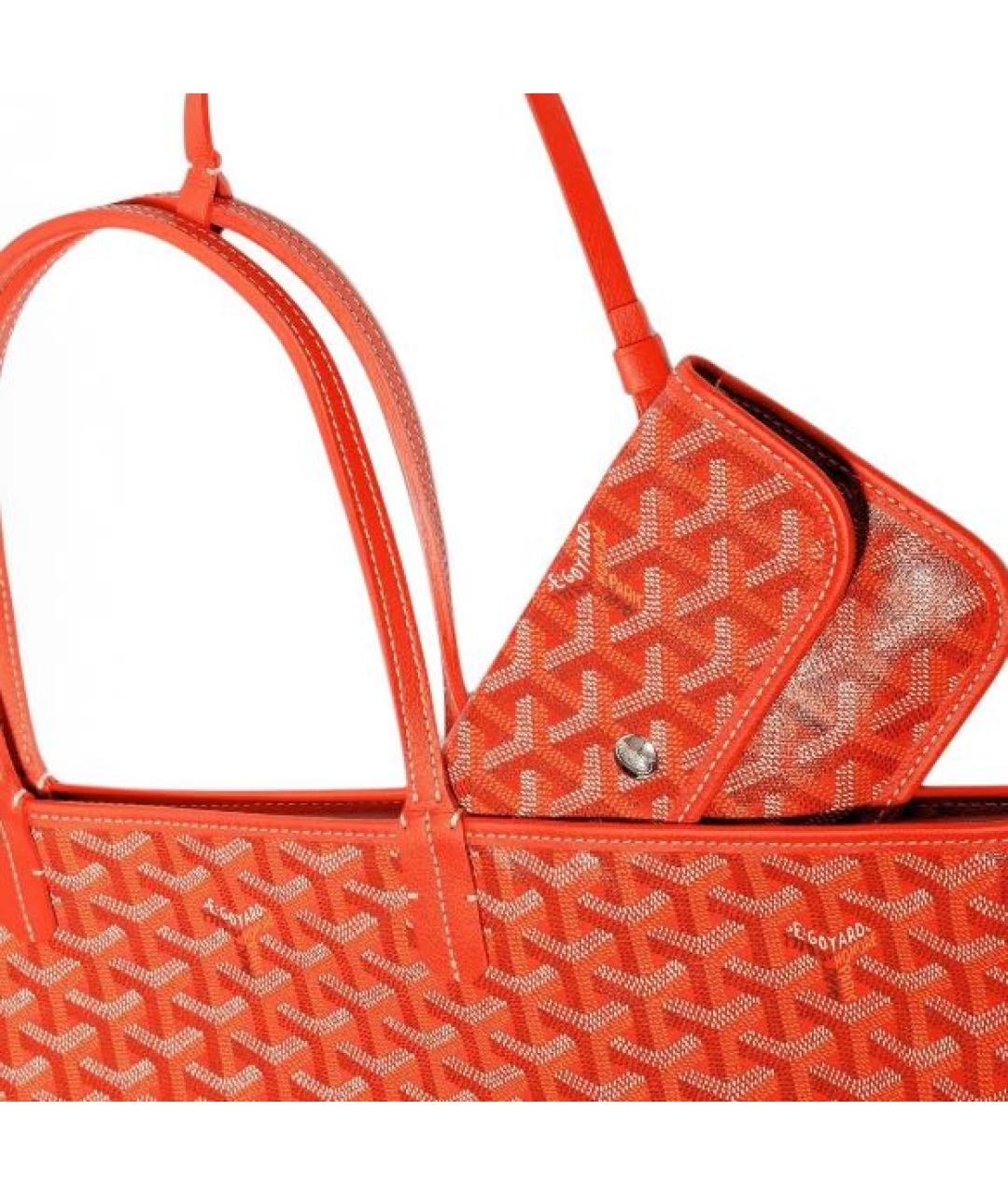 GOYARD Оранжевая кожаная сумка тоут, фото 4
