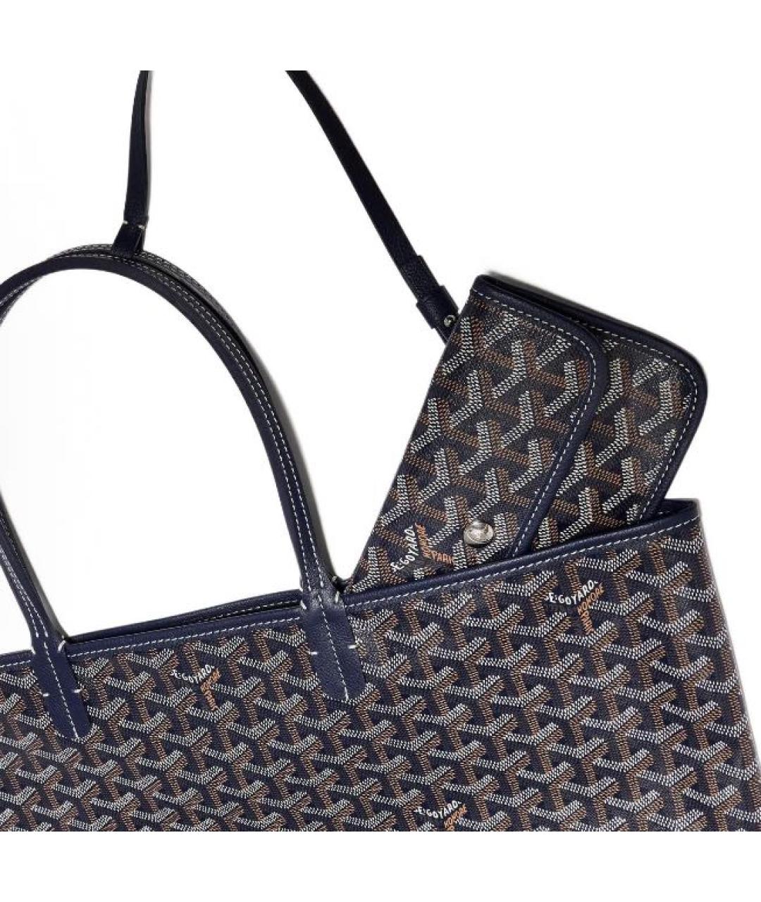 GOYARD Темно-синяя кожаная сумка тоут, фото 4
