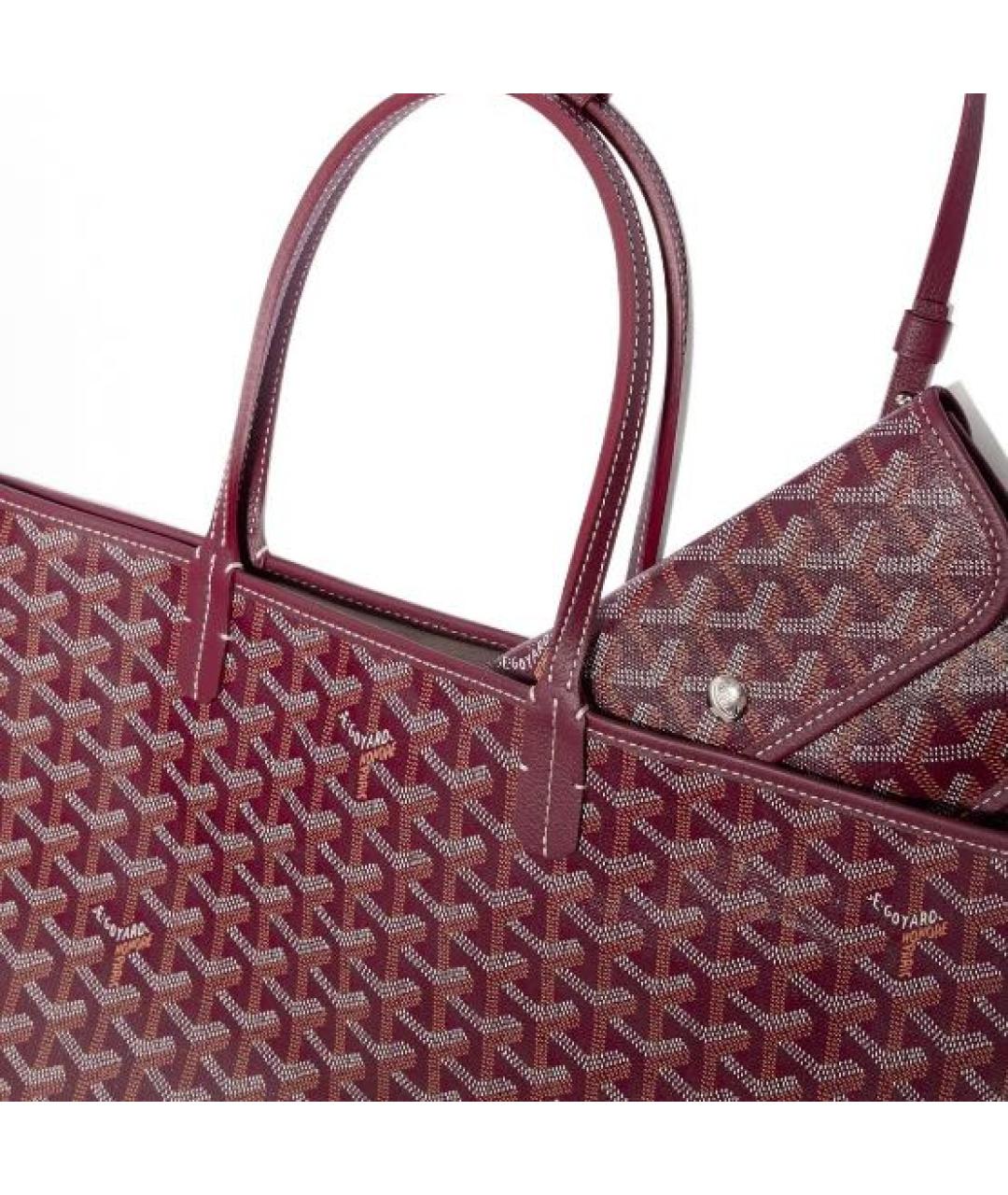 GOYARD Бордовая кожаная сумка тоут, фото 4