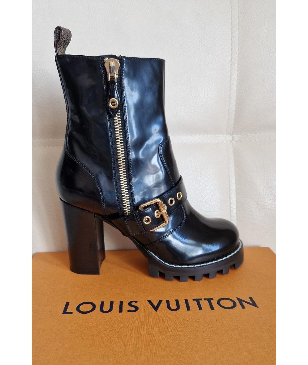 LOUIS VUITTON Черные кожаные ботильоны, фото 3