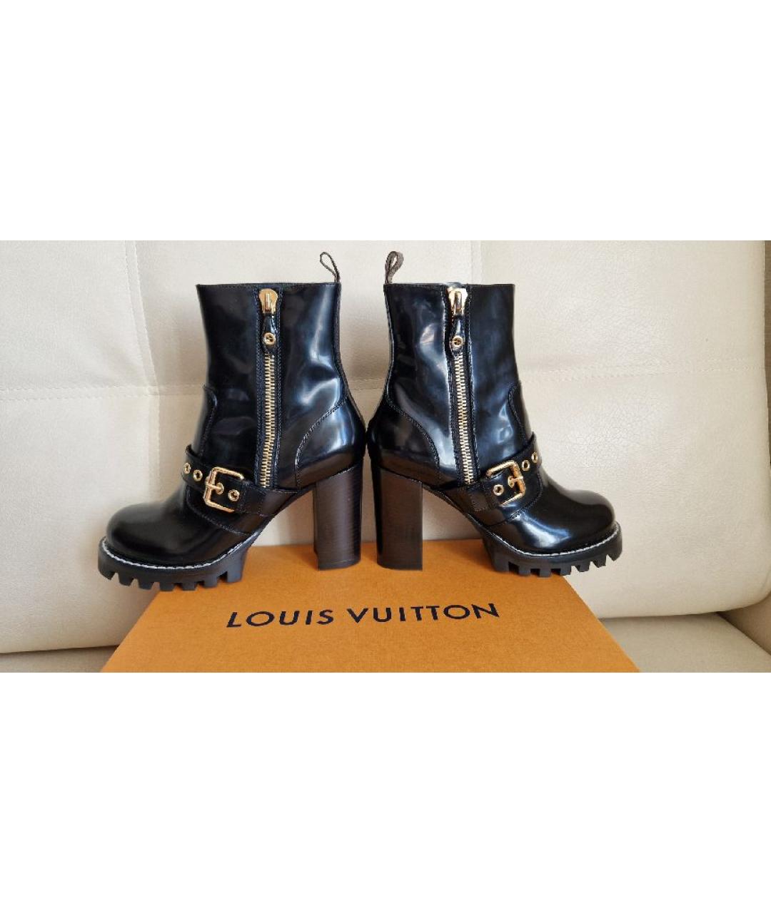 LOUIS VUITTON Черные кожаные ботильоны, фото 6