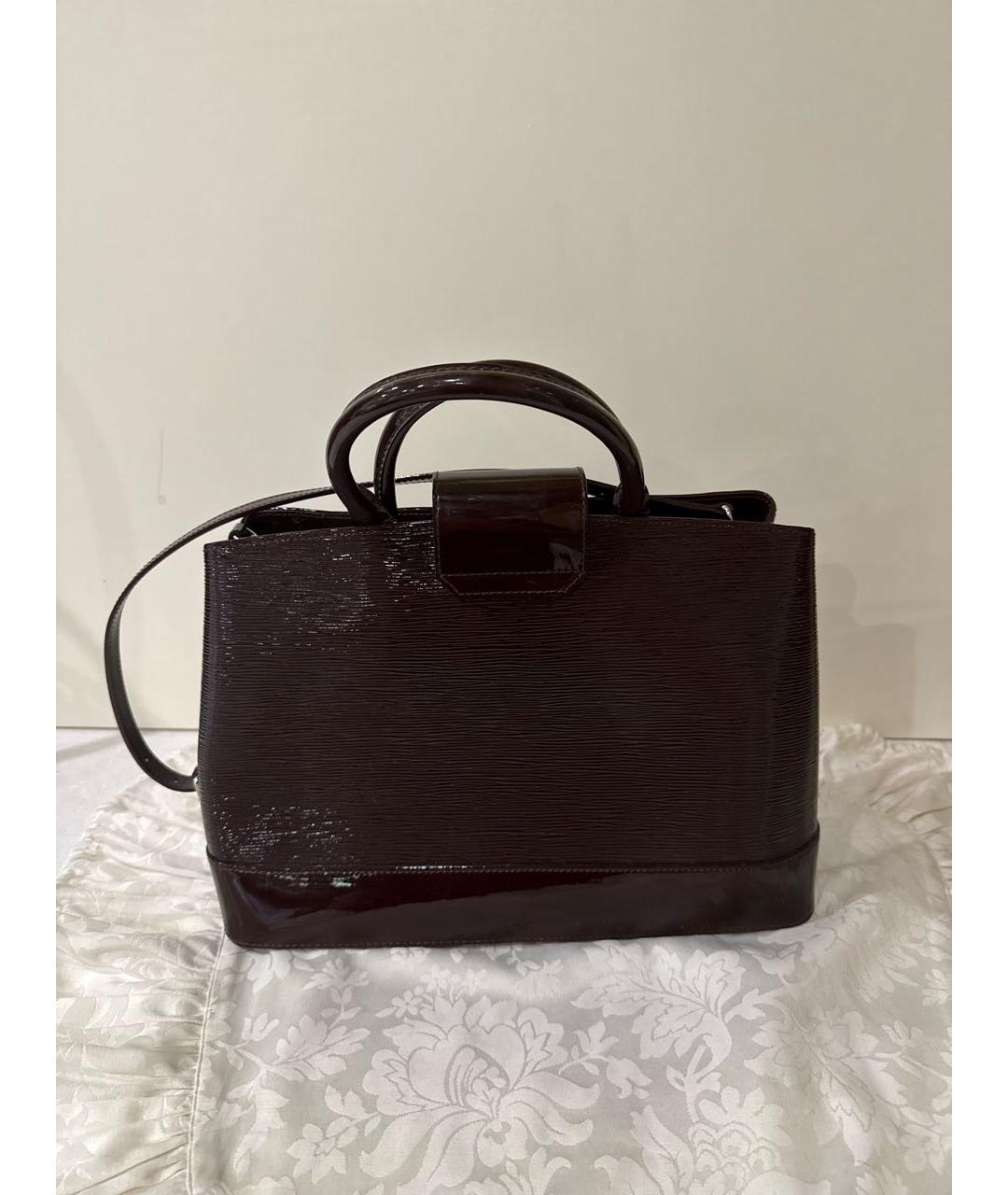 LOUIS VUITTON Бордовая сумка с короткими ручками из лакированной кожи, фото 3