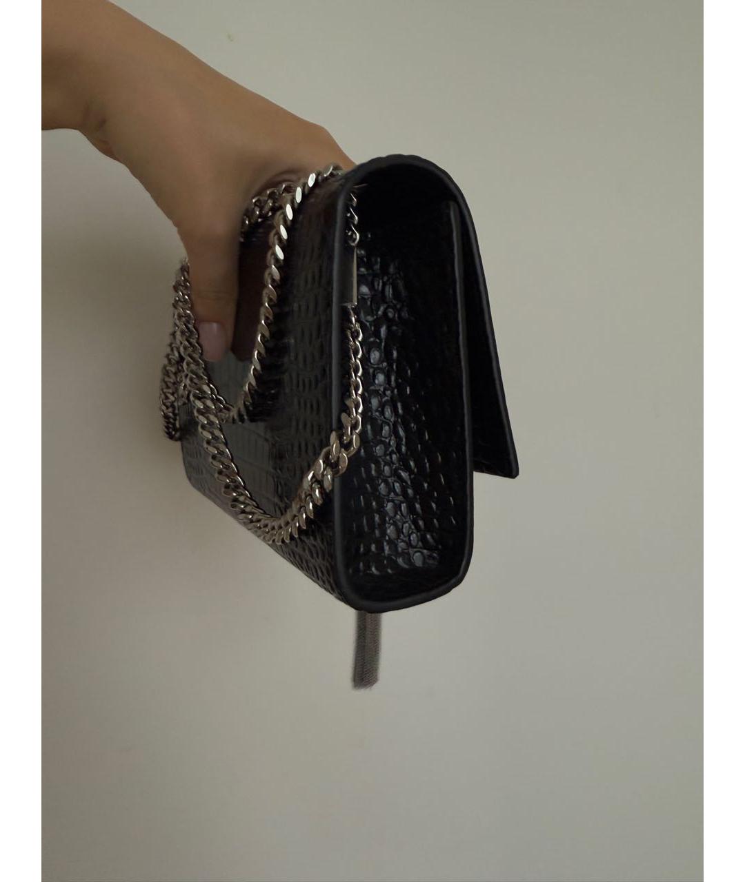 SAINT LAURENT Черная кожаная сумка через плечо, фото 2