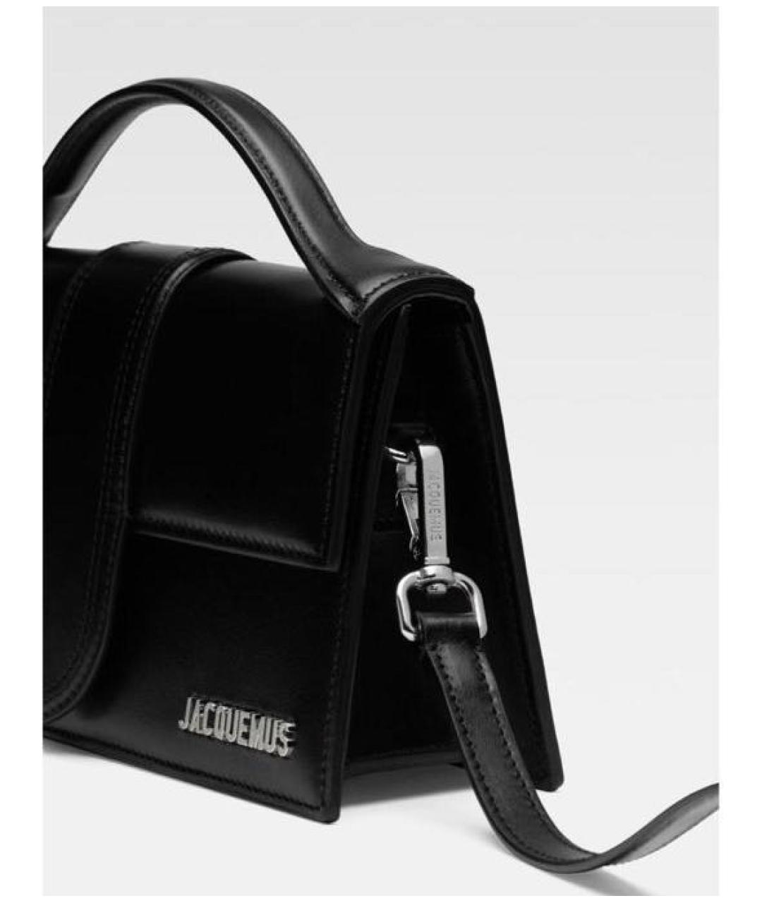 JACQUEMUS Черная кожаная сумка с короткими ручками, фото 2