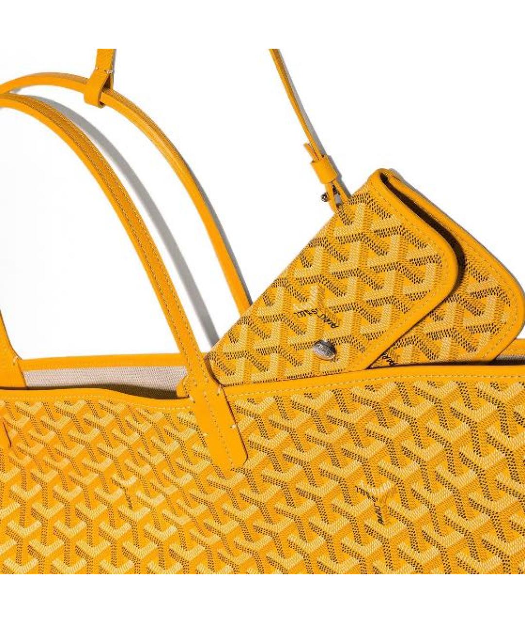 GOYARD Горчичная кожаная сумка тоут, фото 4