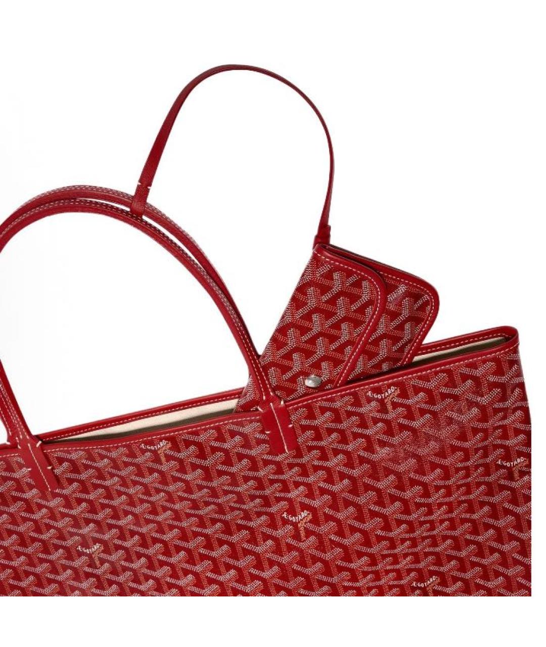 GOYARD Красная кожаная сумка тоут, фото 4