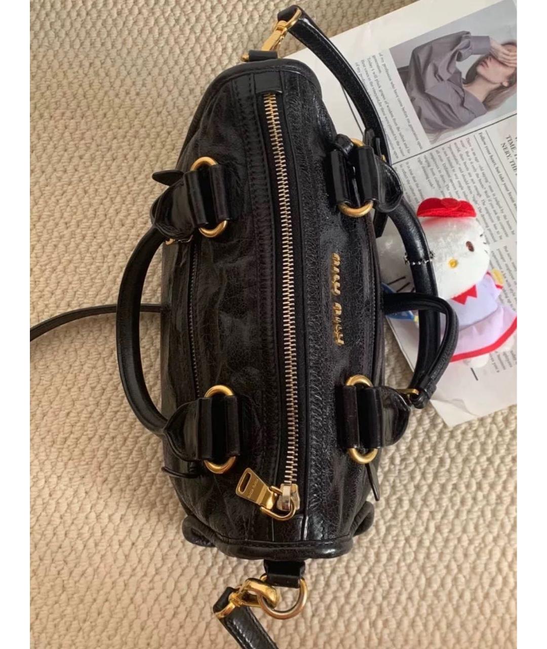 MIU MIU Черная кожаная сумка с короткими ручками, фото 6