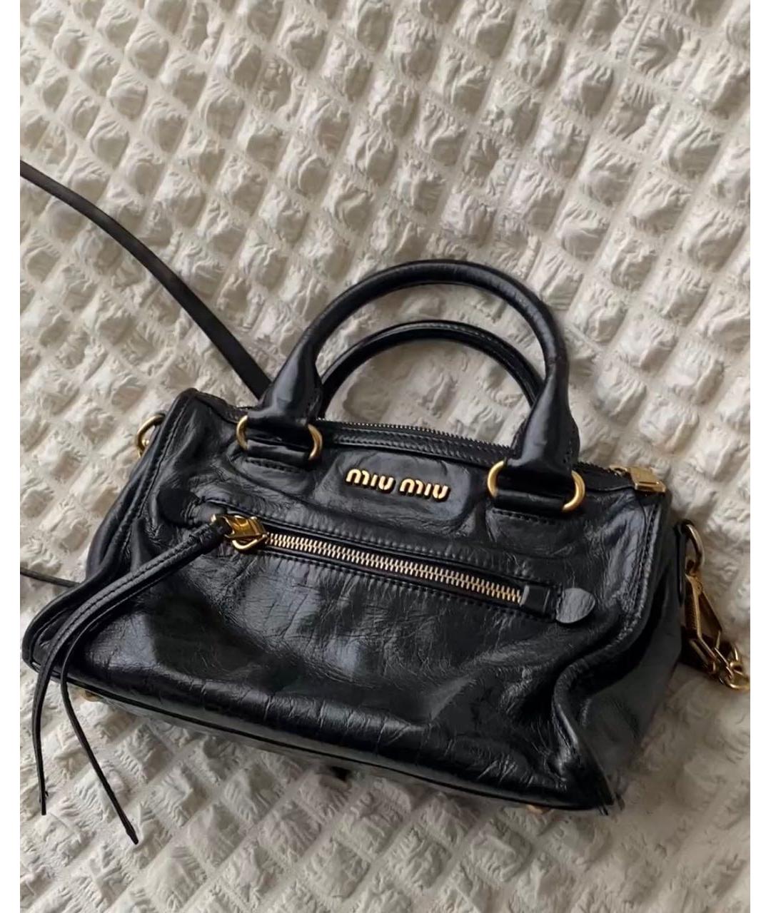 MIU MIU Черная кожаная сумка с короткими ручками, фото 8