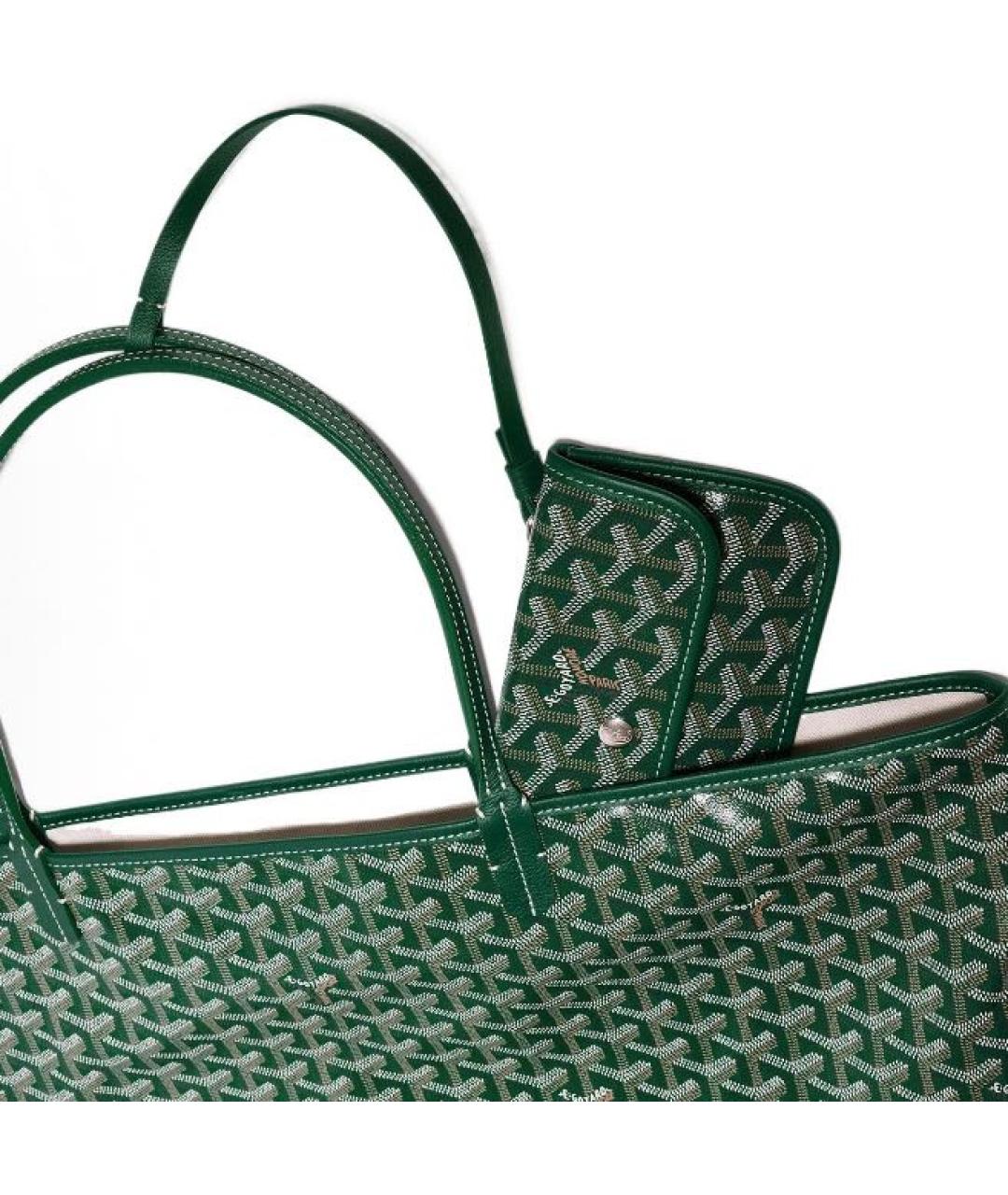 GOYARD Зеленая кожаная сумка тоут, фото 4