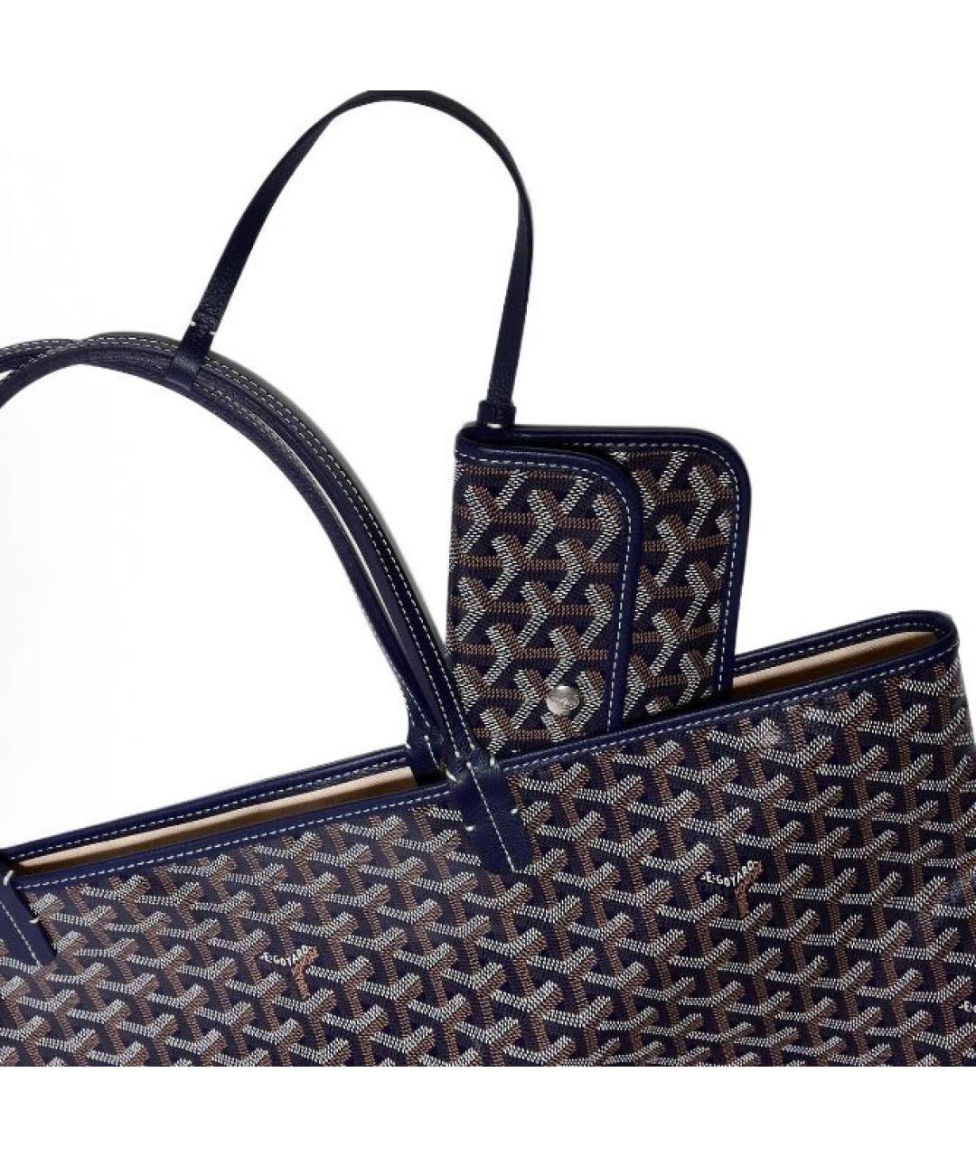 GOYARD Темно-синяя кожаная сумка тоут, фото 4