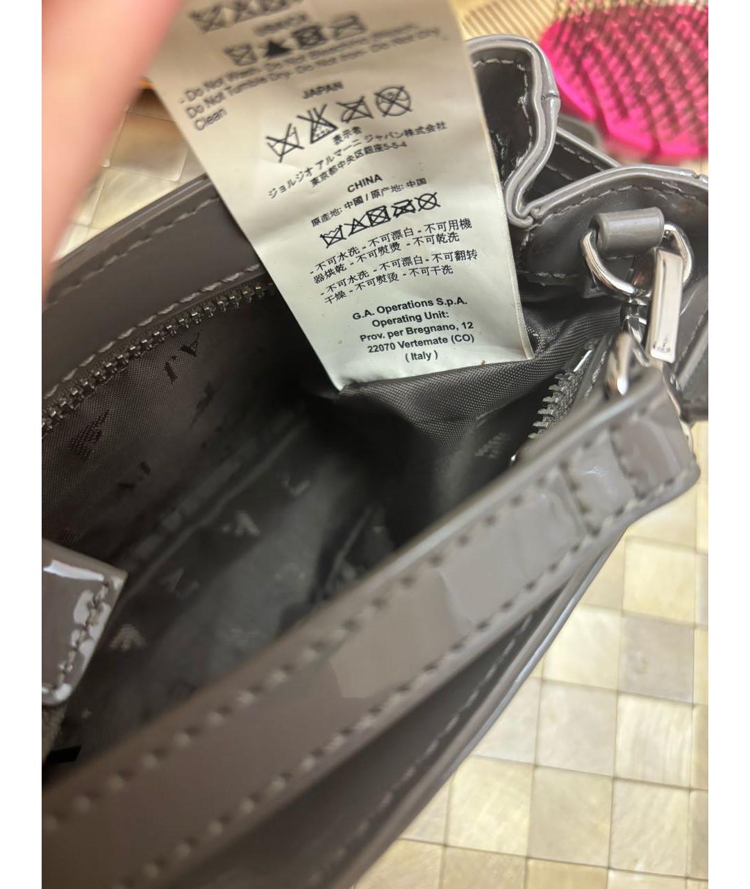 ARMANI JEANS Серая сумка с короткими ручками из искусственной кожи, фото 6