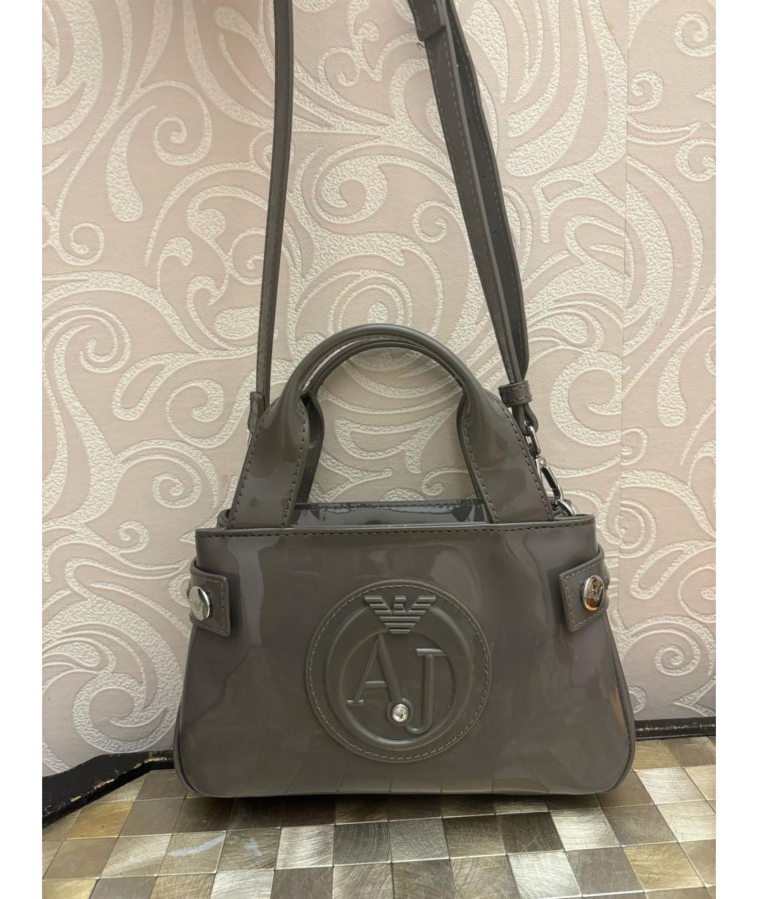 ARMANI JEANS Серая сумка с короткими ручками из искусственной кожи, фото 9