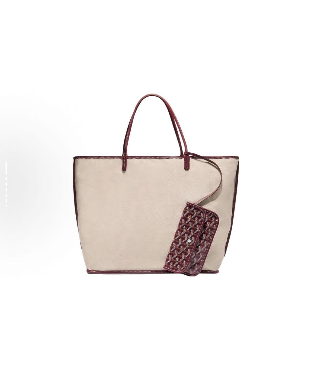 GOYARD Бордовая кожаная сумка тоут, фото 3