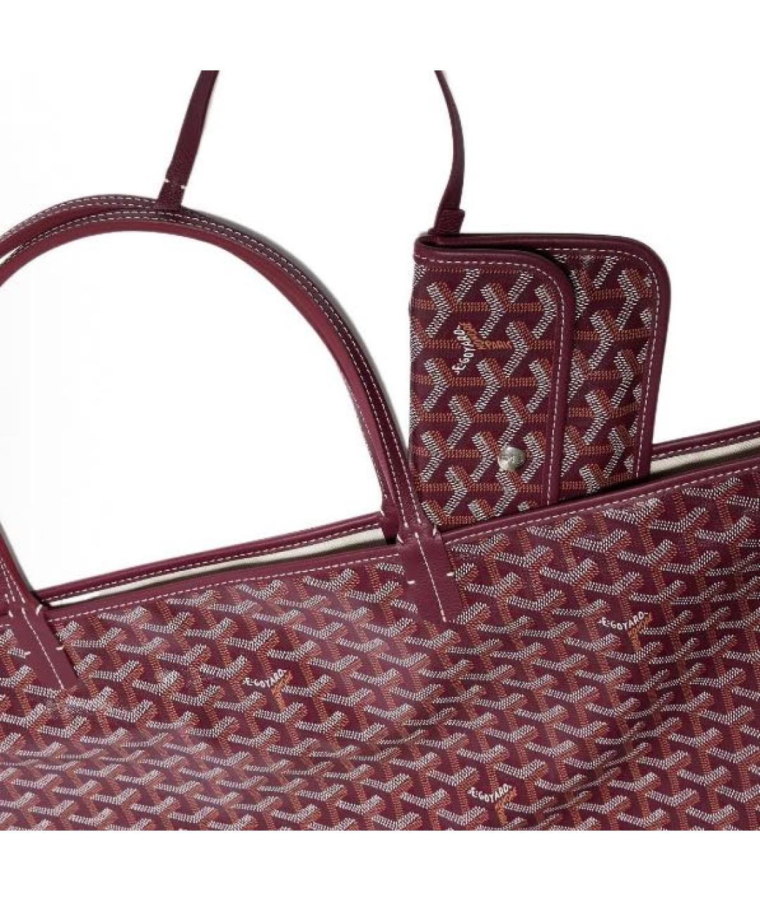 GOYARD Бордовая кожаная сумка тоут, фото 4