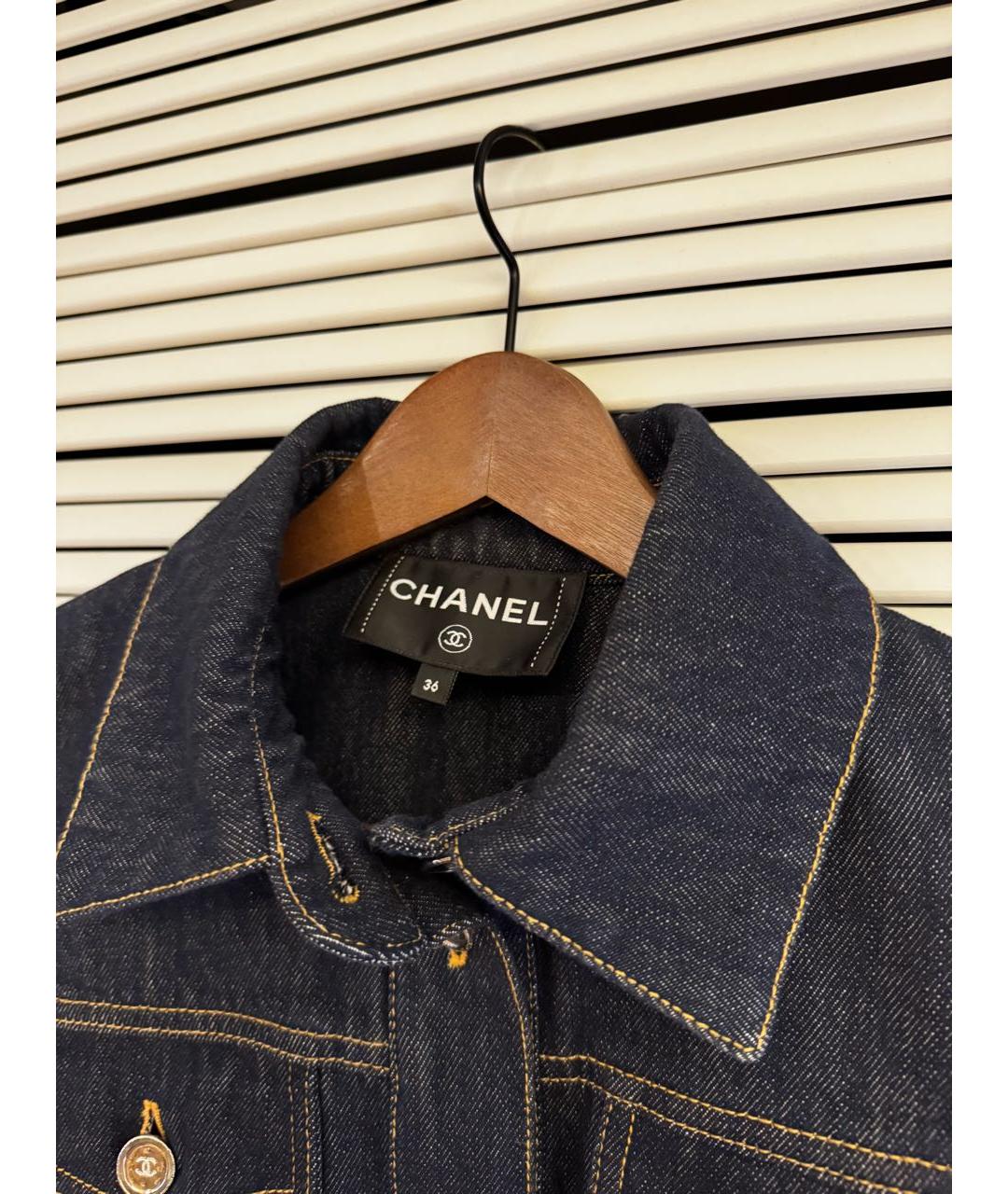 CHANEL Темно-синяя деним куртка, фото 3