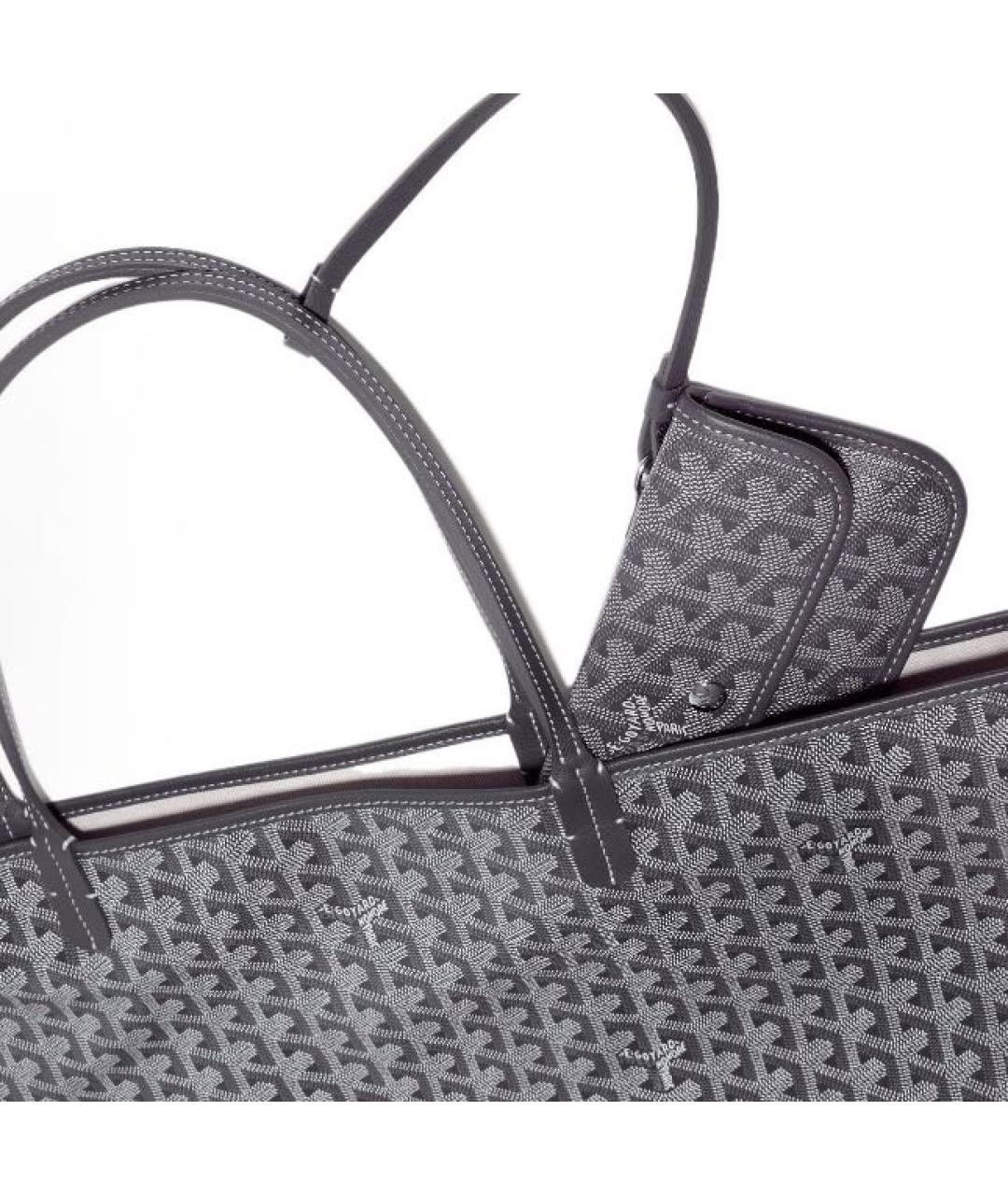 GOYARD Антрацитовая кожаная сумка тоут, фото 4