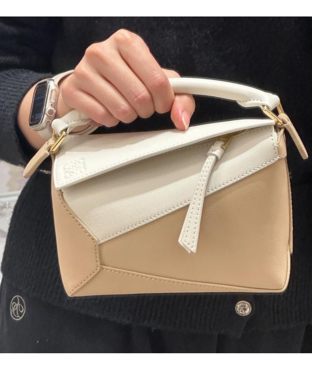 LOEWE Бежевая кожаная сумка через плечо, фото 3