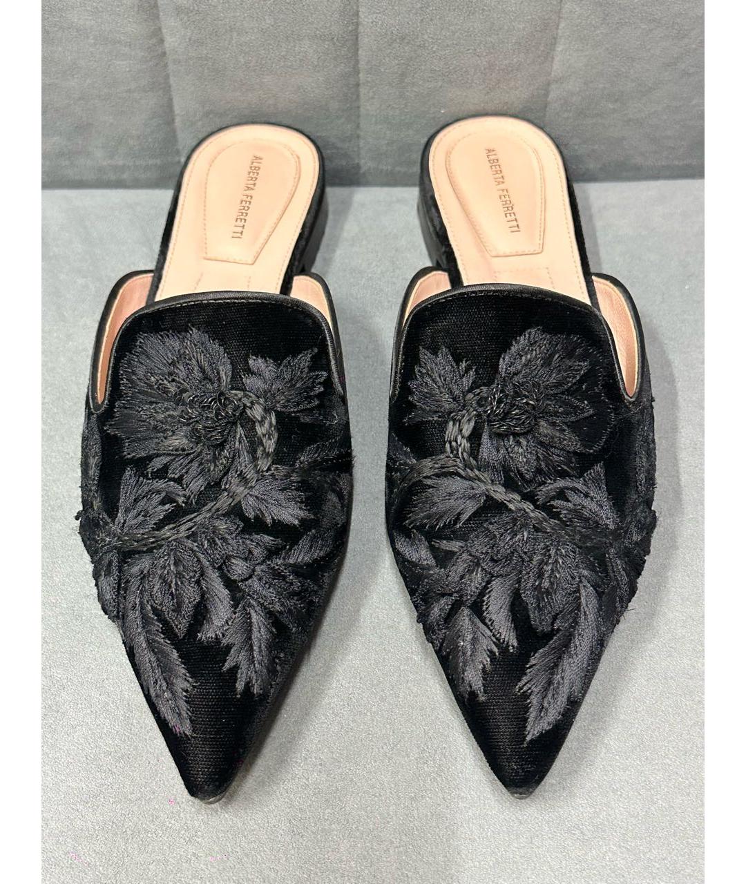 ALBERTA FERRETTI Черные текстильные мюли, фото 2