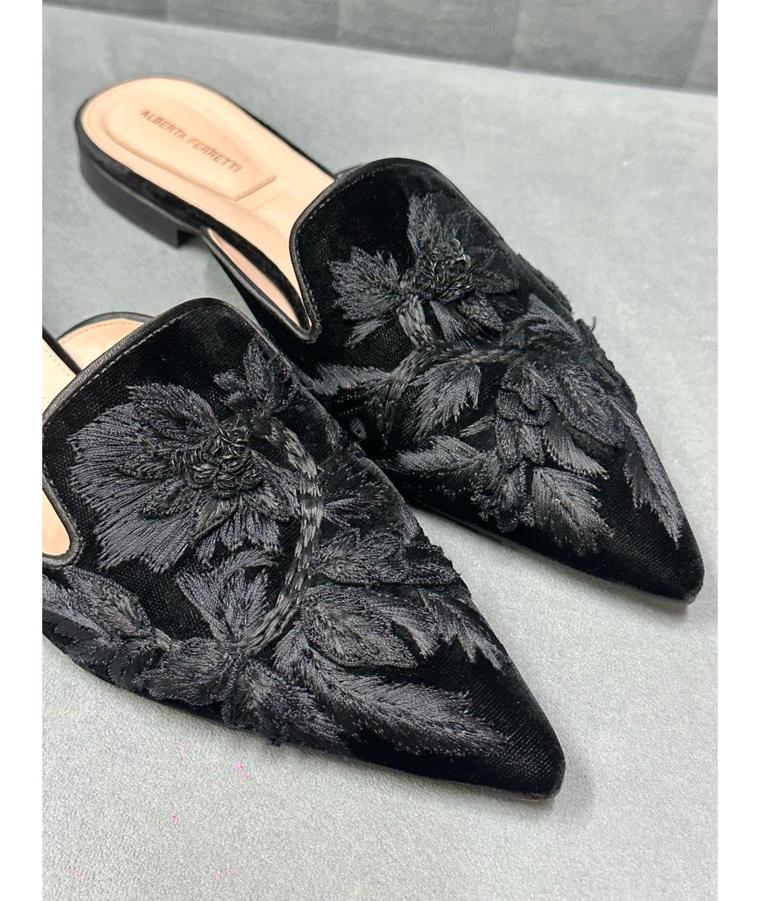 ALBERTA FERRETTI Черные текстильные мюли, фото 4