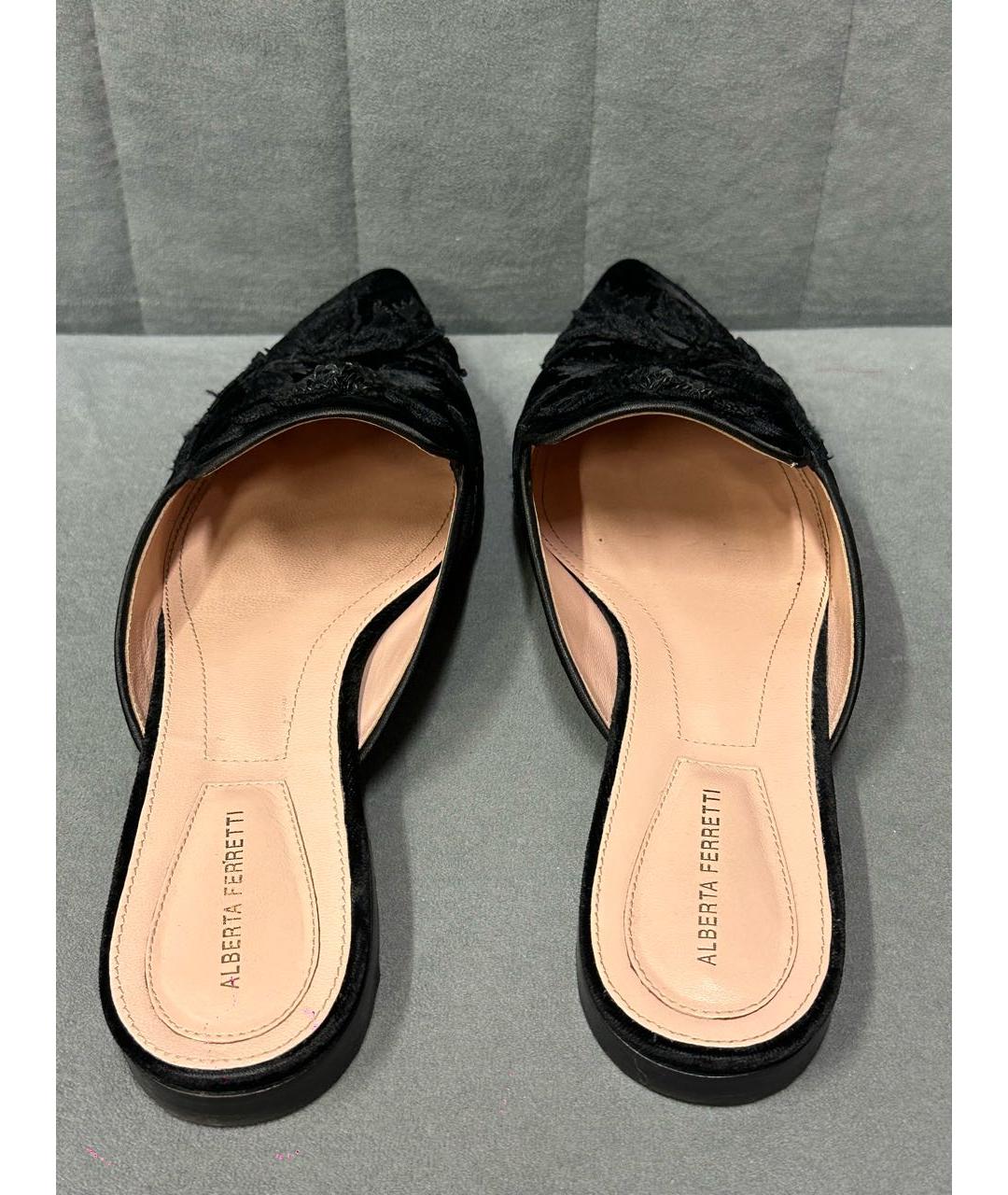 ALBERTA FERRETTI Черные текстильные мюли, фото 3