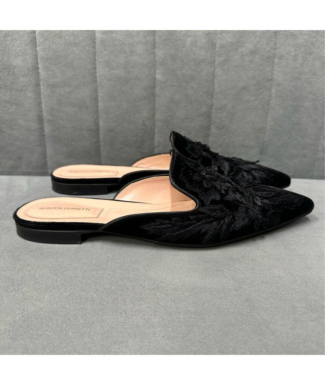 ALBERTA FERRETTI Черные текстильные мюли, фото 6